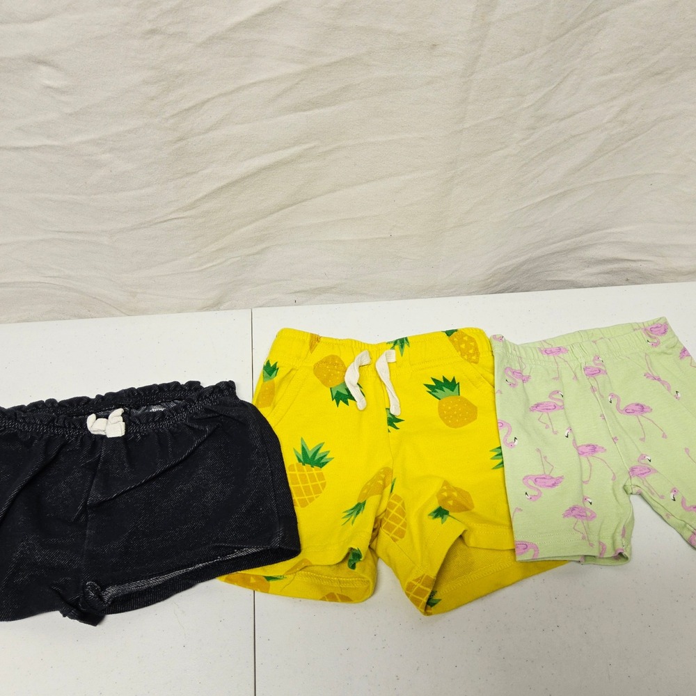Mixed Brand Shorts Baby Girls 18M‎ Yellow Green Blue Pineapple Flamingo Lot 3pc